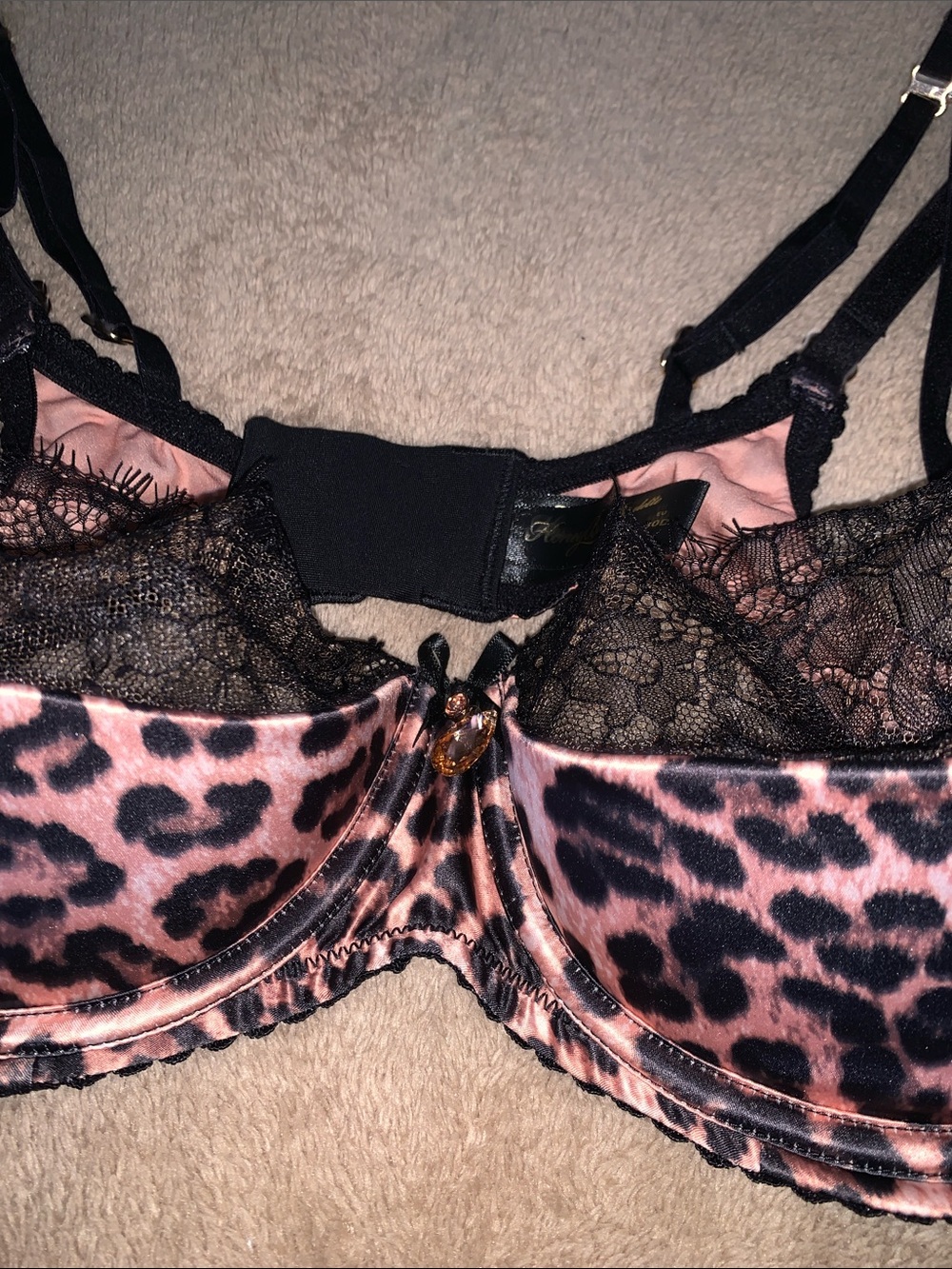 Honey Birdette “Addison” Leopard Black Lace Trim Three-Piece Lingerie Set - Picture 2 of 9